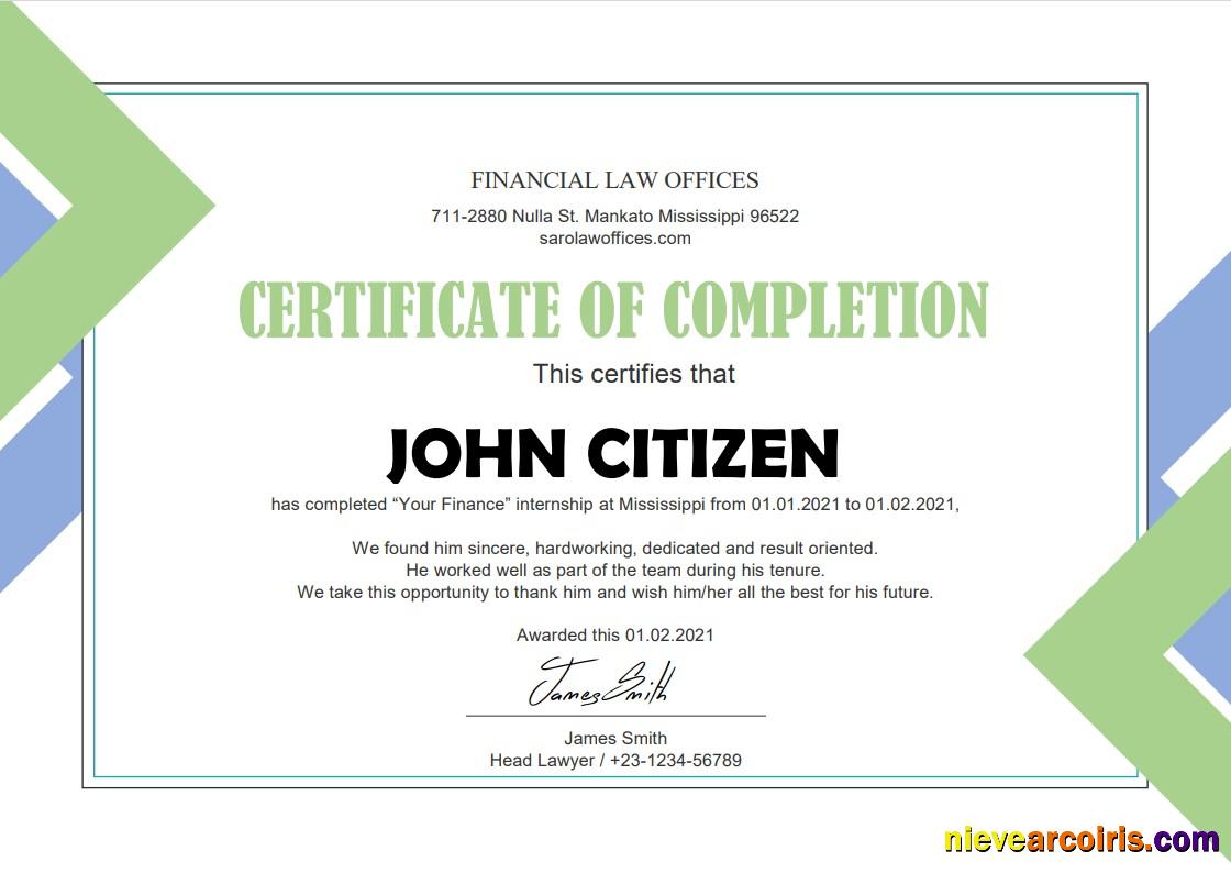USA Law Internship certificate
